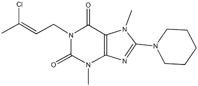 1-(3-chloro-2-butenyl)-3,7-dimethyl-8-(1-piperidinyl)-3,7-dihydro-1H-purine-2,6-dione 结构式