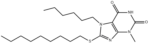 7-hexyl-3-methyl-8-(nonylsulfanyl)-3,7-dihydro-1H-purine-2,6-dione 结构式