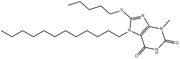 7-dodecyl-3-methyl-8-(pentylsulfanyl)-3,7-dihydro-1H-purine-2,6-dione 结构式