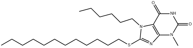 8-(dodecylsulfanyl)-7-hexyl-3-methyl-3,7-dihydro-1H-purine-2,6-dione 结构式