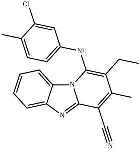 1-(3-chloro-4-methylanilino)-2-ethyl-3-methylpyrido[1,2-a]benzimidazole-4-carbonitrile 结构式