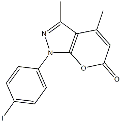 1-(4-iodophenyl)-3,4-dimethylpyrano[2,3-c]pyrazol-6(1H)-one 结构式