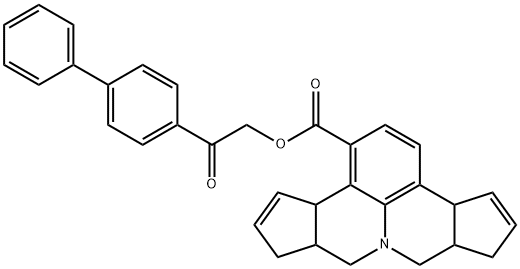 2-[1,1'-biphenyl]-4-yl-2-oxoethyl 3b,6,6a,7,9,9a,10,12a-octahydrocyclopenta[c]cyclopenta[4,5]pyrido[3,2,1-ij]quinoline-1-carboxylate 结构式
