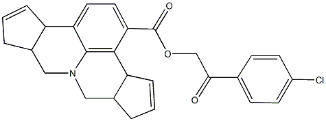 2-(4-chlorophenyl)-2-oxoethyl 3b,6,6a,7,9,9a,10,12a-octahydrocyclopenta[c]cyclopenta[4,5]pyrido[3,2,1-ij]quinoline-1-carboxylate 结构式