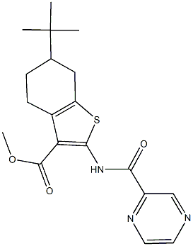 methyl 6-tert-butyl-2-[(2-pyrazinylcarbonyl)amino]-4,5,6,7-tetrahydro-1-benzothiophene-3-carboxylate 结构式