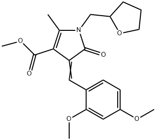 methyl 4-(2,4-dimethoxybenzylidene)-2-methyl-5-oxo-1-(tetrahydro-2-furanylmethyl)-4,5-dihydro-1H-pyrrole-3-carboxylate 结构式