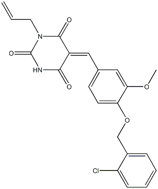 1-allyl-5-{4-[(2-chlorobenzyl)oxy]-3-methoxybenzylidene}-2,4,6(1H,3H,5H)-pyrimidinetrione 结构式