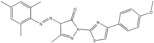 4-(mesityldiazenyl)-2-[4-(4-methoxyphenyl)-1,3-thiazol-2-yl]-5-methyl-2,4-dihydro-3H-pyrazol-3-one 结构式