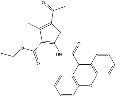 ethyl 5-acetyl-4-methyl-2-[(9H-xanthen-9-ylcarbonyl)amino]-3-thiophenecarboxylate 结构式