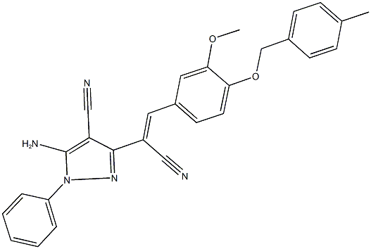 5-amino-3-(1-cyano-2-{3-methoxy-4-[(4-methylbenzyl)oxy]phenyl}vinyl)-1-phenyl-1H-pyrazole-4-carbonitrile 结构式