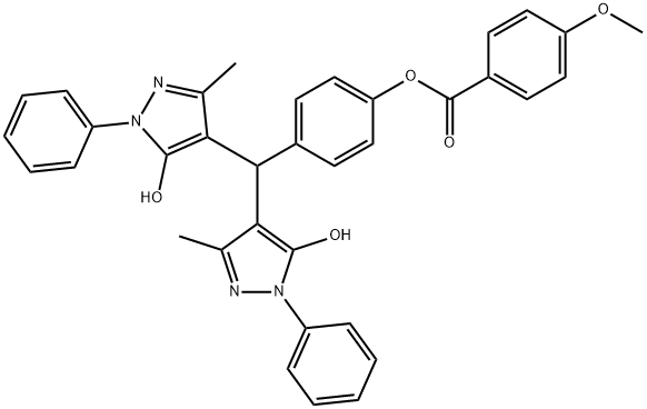 4-[bis(5-hydroxy-3-methyl-1-phenyl-1H-pyrazol-4-yl)methyl]phenyl 4-methoxybenzoate 结构式
