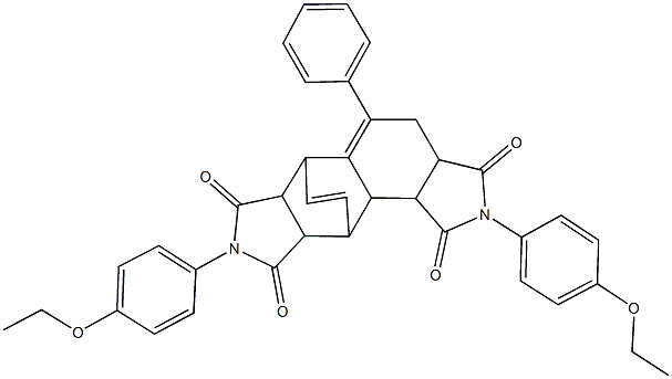 2,8-bis(4-ethoxyphenyl)-5-phenyl-3a,4,6,6a,9a,10,10a,10b-octahydro-6,10-ethenoisoindolo[5,6-e]isoindole-1,3,7,9(2H,8H)-tetrone 结构式