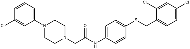 2-[4-(3-chlorophenyl)-1-piperazinyl]-N-{4-[(2,4-dichlorobenzyl)sulfanyl]phenyl}acetamide 结构式