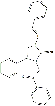 2-[3-(benzylideneamino)-2-imino-5-phenyl-2,3-dihydro-1H-imidazol-1-yl]-1-phenylethanone 结构式