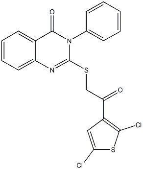 2-{[2-(2,5-dichloro-3-thienyl)-2-oxoethyl]sulfanyl}-3-phenyl-4(3H)-quinazolinone 结构式