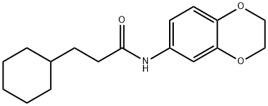 3-cyclohexyl-N-(2,3-dihydro-1,4-benzodioxin-6-yl)propanamide 结构式