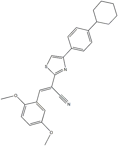 2-[4-(4-cyclohexylphenyl)-1,3-thiazol-2-yl]-3-(2,5-dimethoxyphenyl)acrylonitrile 结构式