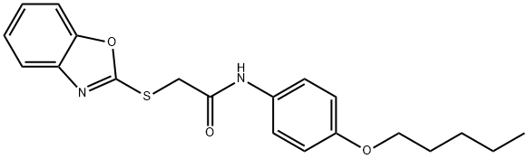 2-(1,3-benzoxazol-2-ylsulfanyl)-N-[4-(pentyloxy)phenyl]acetamide 结构式