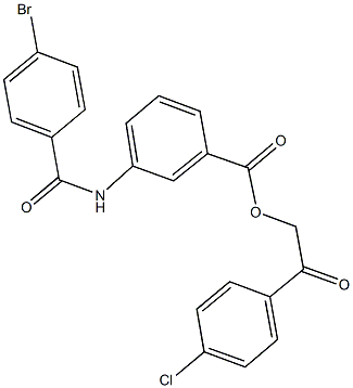 2-(4-chlorophenyl)-2-oxoethyl 3-[(4-bromobenzoyl)amino]benzoate 结构式