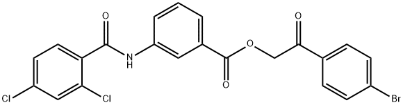 2-(4-bromophenyl)-2-oxoethyl 3-[(2,4-dichlorobenzoyl)amino]benzoate 结构式