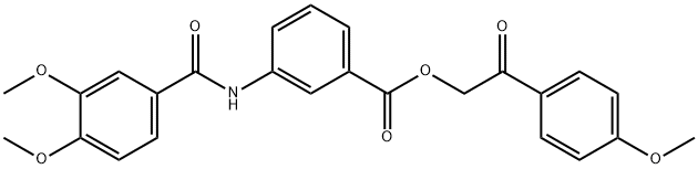 2-(4-methoxyphenyl)-2-oxoethyl 3-[(3,4-dimethoxybenzoyl)amino]benzoate 结构式