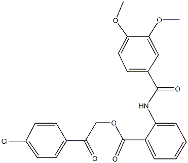 2-(4-chlorophenyl)-2-oxoethyl 2-[(3,4-dimethoxybenzoyl)amino]benzoate 结构式