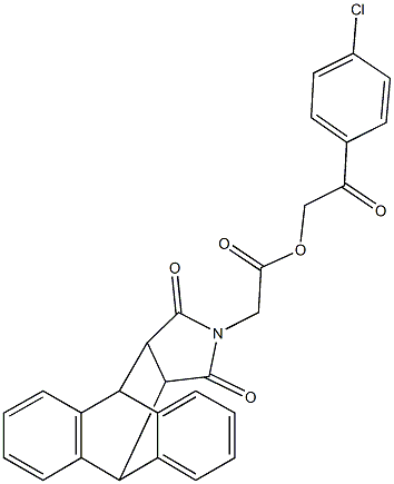 2-(4-chlorophenyl)-2-oxoethyl (16,18-dioxo-17-azapentacyclo[6.6.5.0~2,7~.0~9,14~.0~15,19~]nonadeca-2,4,6,9,11,13-hexaen-17-yl)acetate 结构式