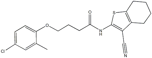 4-(4-chloro-2-methylphenoxy)-N-(3-cyano-4,5,6,7-tetrahydro-1-benzothien-2-yl)butanamide 结构式