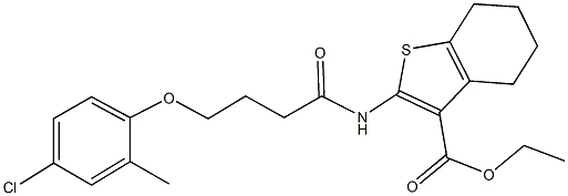 ethyl 2-{[4-(4-chloro-2-methylphenoxy)butanoyl]amino}-4,5,6,7-tetrahydro-1-benzothiophene-3-carboxylate 结构式