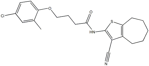 4-(4-chloro-2-methylphenoxy)-N-(3-cyano-5,6,7,8-tetrahydro-4H-cyclohepta[b]thien-2-yl)butanamide 结构式