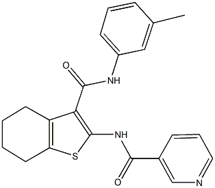 N-[3-(3-toluidinocarbonyl)-4,5,6,7-tetrahydro-1-benzothien-2-yl]nicotinamide 结构式