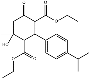 diethyl 4-hydroxy-2-(4-isopropylphenyl)-4-methyl-6-oxo-1,3-cyclohexanedicarboxylate 结构式