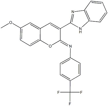 N-[3-(1H-benzimidazol-2-yl)-6-methoxy-2H-chromen-2-ylidene]-N-[4-(trifluoromethyl)phenyl]amine 结构式