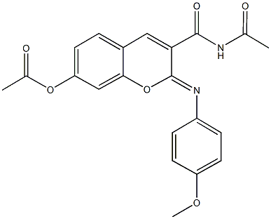 3-[(acetylamino)carbonyl]-2-[(4-methoxyphenyl)imino]-2H-chromen-7-yl acetate 结构式