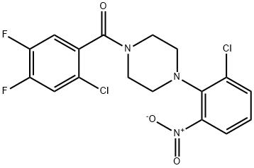1-(2-chloro-4,5-difluorobenzoyl)-4-{2-chloro-6-nitrophenyl}piperazine 结构式