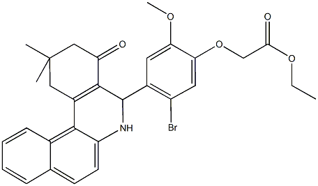 ethyl [5-bromo-4-(2,2-dimethyl-4-oxo-1,2,3,4,5,6-hexahydrobenzo[a]phenanthridin-5-yl)-2-methoxyphenoxy]acetate 结构式