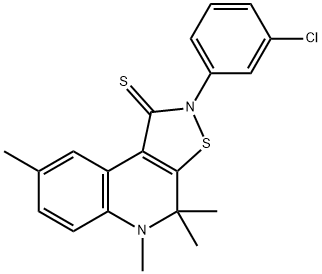 2-(3-chlorophenyl)-4,4,5,8-tetramethyl-4,5-dihydroisothiazolo[5,4-c]quinoline-1(2H)-thione 结构式