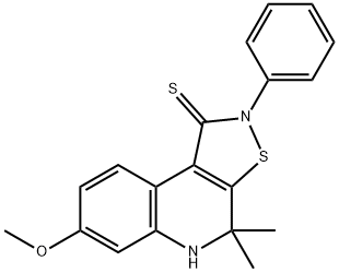 7-methoxy-4,4-dimethyl-2-phenyl-4,5-dihydroisothiazolo[5,4-c]quinoline-1(2H)-thione 结构式