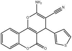 2-amino-5-oxo-4-(3-thienyl)-4H,5H-pyrano[3,2-c]chromene-3-carbonitrile 结构式