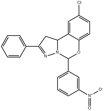 9-chloro-5-{3-nitrophenyl}-2-phenyl-1,10b-dihydropyrazolo[1,5-c][1,3]benzoxazine 结构式