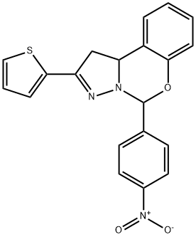 5-{4-nitrophenyl}-2-thien-2-yl-1,10b-dihydropyrazolo[1,5-c][1,3]benzoxazine 结构式