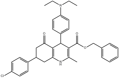 benzyl 7-(4-chlorophenyl)-4-[4-(diethylamino)phenyl]-2-methyl-5-oxo-1,4,5,6,7,8-hexahydro-3-quinolinecarboxylate 结构式