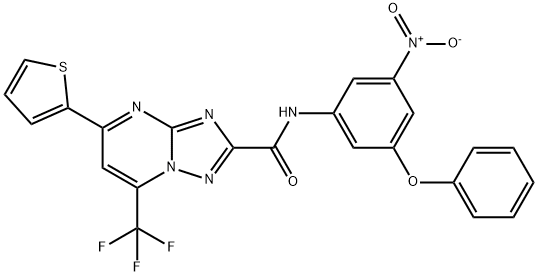 N-{3-nitro-5-phenoxyphenyl}-5-(2-thienyl)-7-(trifluoromethyl)[1,2,4]triazolo[1,5-a]pyrimidine-2-carboxamide 结构式