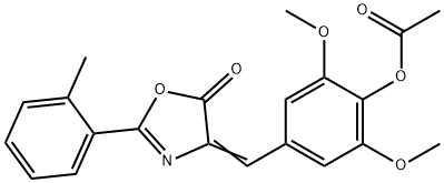 2,6-dimethoxy-4-[(2-(2-methylphenyl)-5-oxo-1,3-oxazol-4(5H)-ylidene)methyl]phenyl acetate 结构式