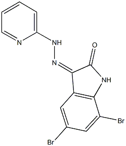 5,7-dibromo-1H-indole-2,3-dione 3-(2-pyridinylhydrazone) 结构式
