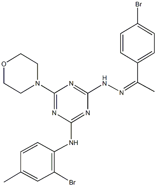 1-(4-bromophenyl)ethanone [4-(2-bromo-4-methylanilino)-6-(4-morpholinyl)-1,3,5-triazin-2-yl]hydrazone 结构式