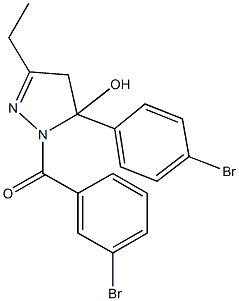 5-(4-bromophenyl)-1-[(3-bromophenyl)carbonyl]-3-ethyl-4,5-dihydro-1H-pyrazol-5-ol 结构式
