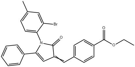 ethyl 4-{[1-(2-bromo-4-methylphenyl)-2-oxo-5-phenyl-1,2-dihydro-3H-pyrrol-3-ylidene]methyl}benzoate 结构式