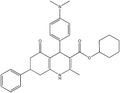 cyclohexyl 4-[4-(dimethylamino)phenyl]-2-methyl-5-oxo-7-phenyl-1,4,5,6,7,8-hexahydroquinoline-3-carboxylate 结构式