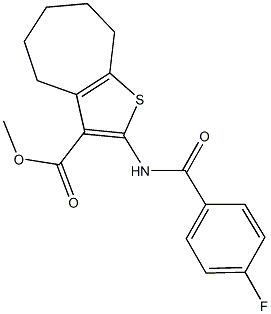 methyl 2-[(4-fluorobenzoyl)amino]-5,6,7,8-tetrahydro-4H-cyclohepta[b]thiophene-3-carboxylate 结构式